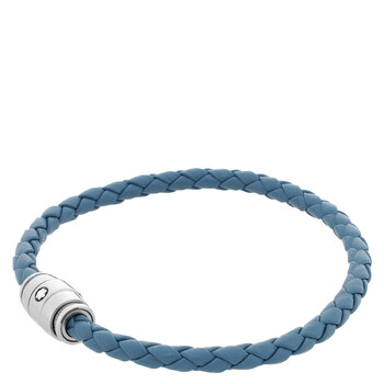 Meisterstuck Steel & Smoky Blue Leather Bracelet