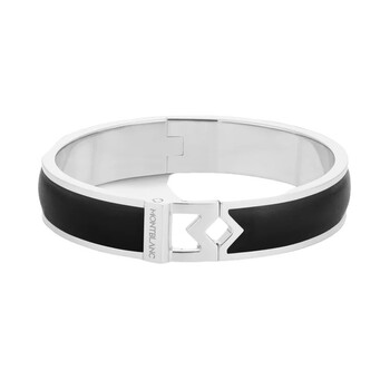 Montblanc M Logo Bracelet In Steel And Red Leather MB130976