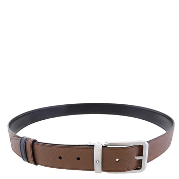 Rectangular Buckle Fauve / Black 35 mm Reversible Leather Belt