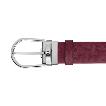 Saffiano-Embossed Leather Horseshoe Buckle Belt