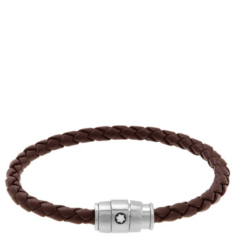 Montblanc Steel & Red Leather Bracelet, Size 63 MB130902 - Jewelry