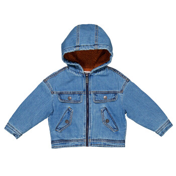 Boys Embossed Logo Hooded Denim Jacket