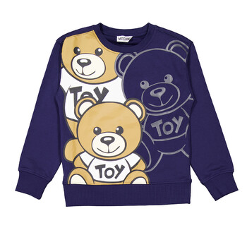 Moschino All-Over Bear Print Wool Sweater, Brand Size 46 (US Size 