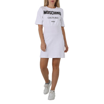 Moschino Ladies Fantasy Print White Couture Logo T-Shirt Dress, Brand Size  40 (US Size 6) 0453-5528-4001 - Clothing - Jomashop