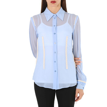 Moschino Ladies Light Blue Georgette Silk Shirt, Brand Size 40 (US Size 6) 0219-0436-0293 667110891319 - Clothing - Jomashop Moschino Ladies Light Blue Georgette Silk Shirt, Brand Size 40 (US Size 6) 0219-0436-0293 667110891319 - Clothing - Jomashop