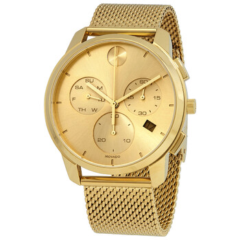 Movado Bold Champagne Dial Yellow Gold Ion-plated Men's Watch