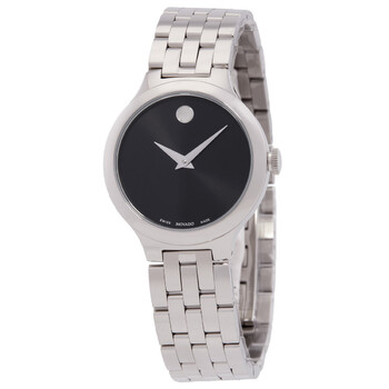 Movado Red Label Black Dial Stainless Steel Ladies Watch 0606107