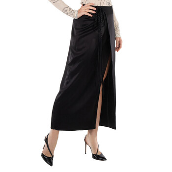 Black Racha Satin Wrap Skirt