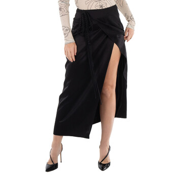 Black Racha Satin Wrap Skirt