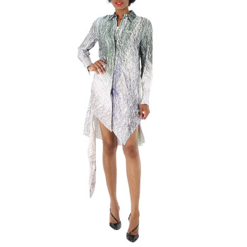 BALENCIAGA オルオハロコフリント長袖シャツ 725060TNLA2 9040 Balenciaga Logo Monogram Asymmetric Shirt Dress, Brand Size