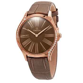 De Ville Diamond Taupe Brown Dial 18kt Rose Gold Ladies Watch