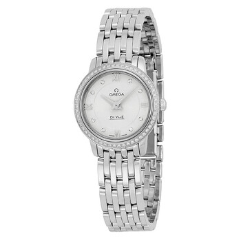 DeVille Prestige Silver Diamond Dial Stainless Steel Ladies Watch