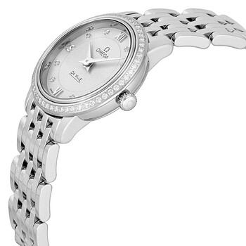 DeVille Prestige Silver Diamond Dial Stainless Steel Ladies Watch