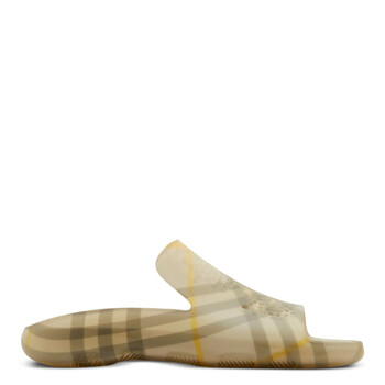 Open Box - Burberry Equestrian Knight Stingray Check-Pattern Slides, Brand Size 36 ( US Size 6 )