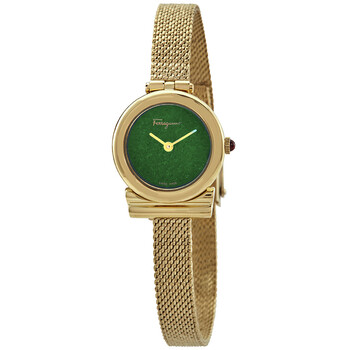 Open Box - Ferragamo Gancini Quartz Green Dial Ladies Watch SF1X00219