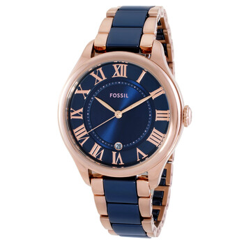 Open Box - Fossil Gilmore Quartz Navy Dial Ladies Watch CE1134