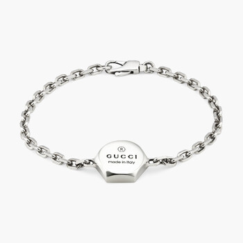ブレスレット [GUCCI] Silver Engraved Heart Motif Trademark Bracelet GUCCI Gucci Silver Engraved Heart Motif Trademark Bracelet