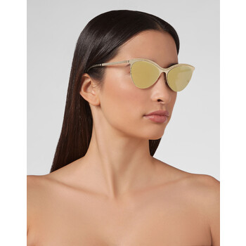 Open Box - Philipp Plein Paris Cat Eye Ladies Sunglasses P18A-WES0046-PXV037N-GGXA