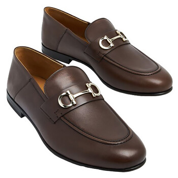 Open Box - Ferragamo Gancini Ornament Calfskin Moccasin Mule Loafers, Size 9 EEE