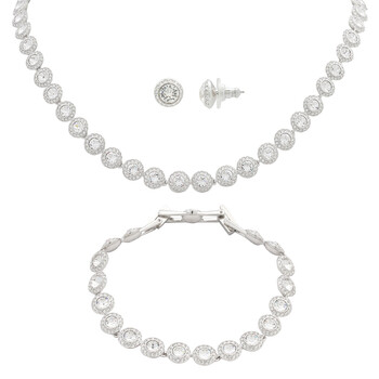 Open Box - Swarovski Ladies Angelic White Rhodium Plated Round Cut Set