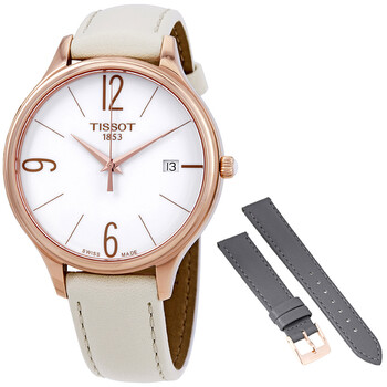 Open Box - Tissot Bella Ora White Dial White Leather Ladies Watch T103.210.36.017.00