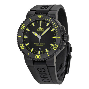 Aquis Date Automatic Black Dial Black Rubber Men's Watch 733-7653-4722RS