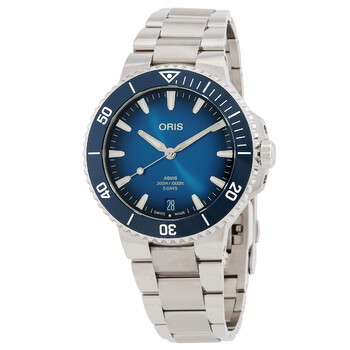 Oris Aquis Date Blue Dial Silver Steel Strap Watch for Men - 0173377304135-0782405PEB