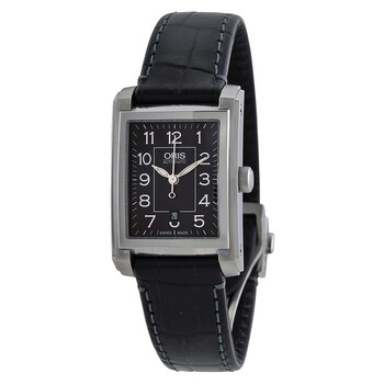 Automatic Black Dial Black Leather Ladies Watch 561-7656-4034LS