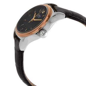 Classic Date Automatic Black Dial Black Leather Ladies Watch 01 561 7650 4334-07 5 14 11