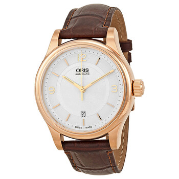 Classic Date Silver Dial Brown Leather Men's Watch 01 733 7594 4831-07 6 20 12