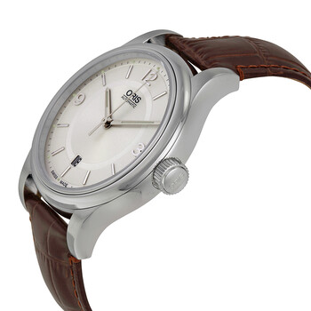 Classic Date Silver Dial Brown Leather Men's Watch 733-7594-4031LS
