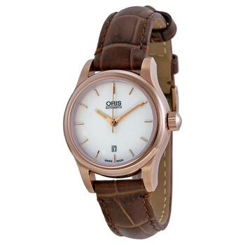 Date White Dial Brown Leather Ladies Back Watch 561-7650-4851LS