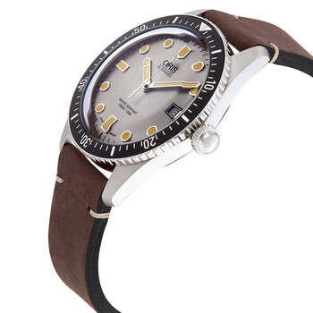 Divers Sixty-Five Automatic Silver Dial Brown Leather Men's Watch