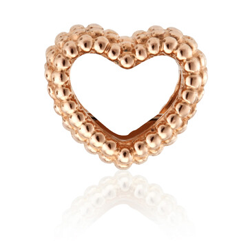 14k Rose Gold-plated Beaded Open Heart Charm