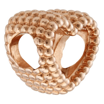 14k Rose Gold-plated Beaded Open Heart Charm