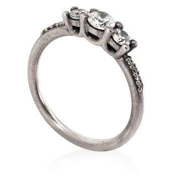 Clear Three-Stone Ring- Size 50 (5 US)