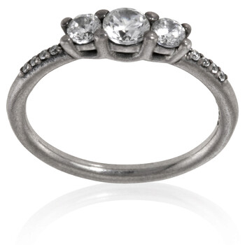 Clear Three-Stone Ring- Size 50 (5 US)