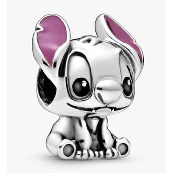 Disney Stitch Silver Charm With Black And Purple Enamel