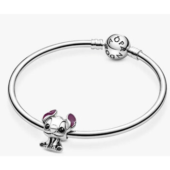 Disney Stitch Silver Charm With Black And Purple Enamel