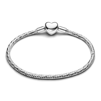Heart Clasp Faceted Snake Chain Bracelet 594236C00-20 Heart Clasp Faceted Snake Chain Bracelet 594236C00-20