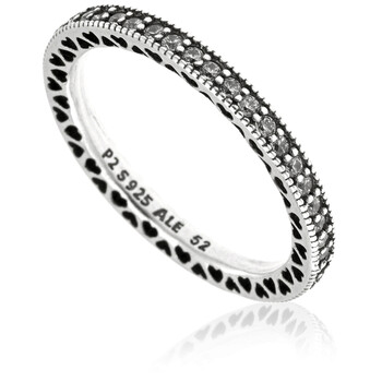 Pandora Pave Double Band Sterling Silver Ring, Size 50 192779C01 ...