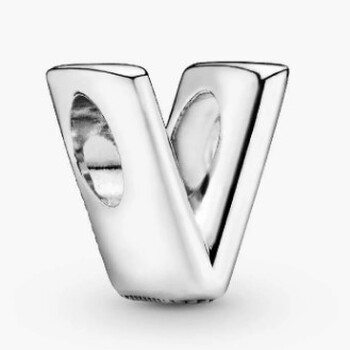 Letter V Silver Charm