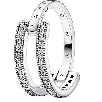 Pave Double Band Sterling Silver Ring