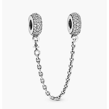 Silver Safety Chain With Clear Cubic Zirconia