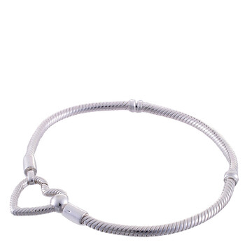 Snake Chain Sterling Silver Bracelet With Heart Clasp