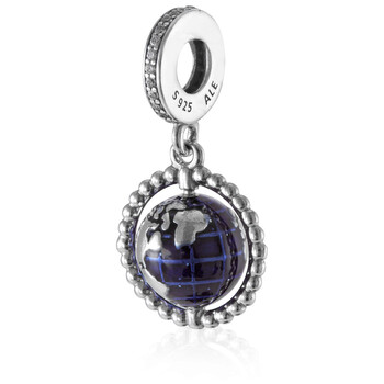 Spinning Globe Dangle Charm In Sterling Silver