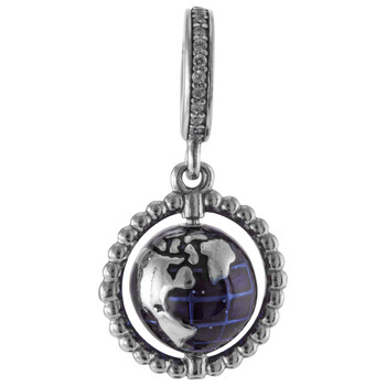Spinning Globe Dangle Charm In Sterling Silver