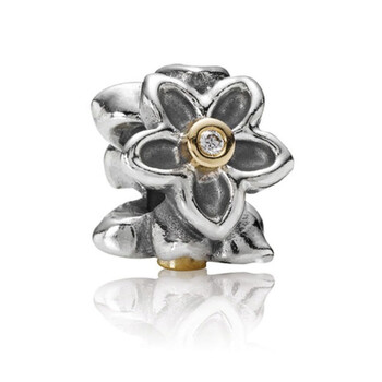 Sterling Silver and 14K Gold He Loves Me Bead with Diamonds - 790541D