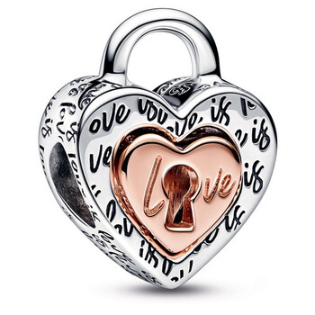 Pandora Sterling Silver Two-Tone Padlock Splittable Heart Charm