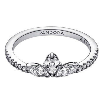 Pandora Pave Double Band Sterling Silver Ring, Size 50 192779C01 ...